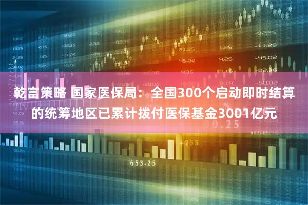 乾富策略 国家医保局：全国300个启动即时结算的统筹地区已累计拨付医保基金3001亿元